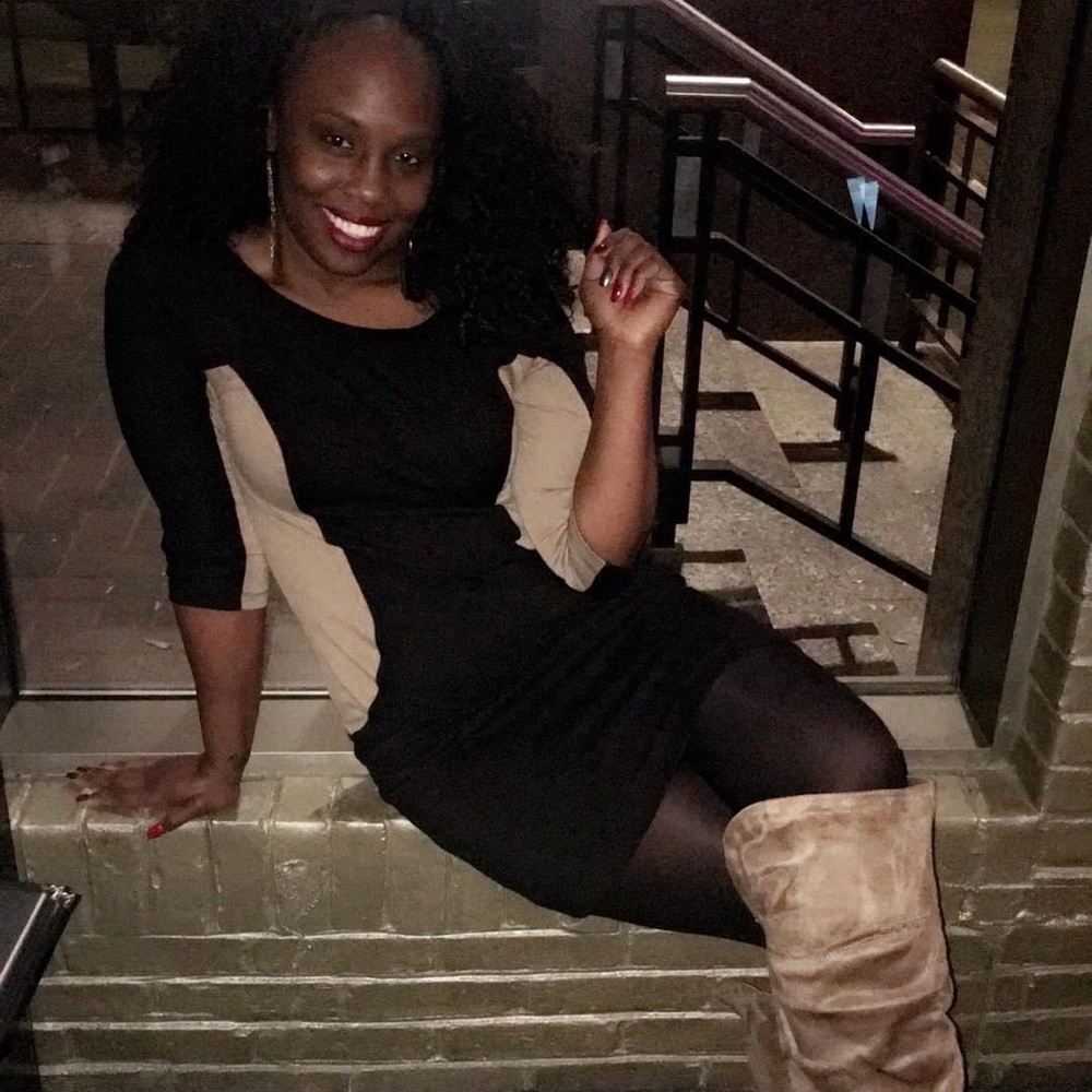 Black dress with tan on the sides